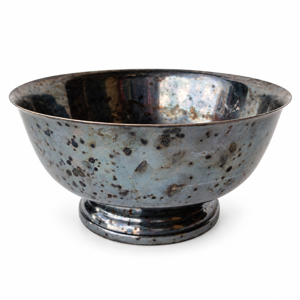 Vintage Gorham EP YC781 Silverplate Footed Serving Bowl Paul Revere Style Tarnis